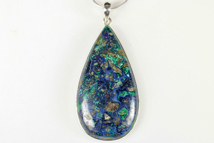 Vibrant Malachite & Azurite Pendant - Sterling Silver #192434